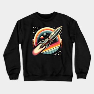 Galactic Voyage: Retro Rocket's Stellar Journey Crewneck Sweatshirt